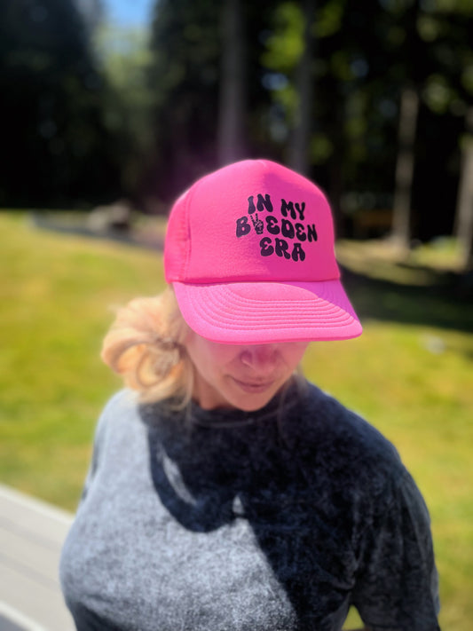 Neon pink hat “In My Byeden Era”